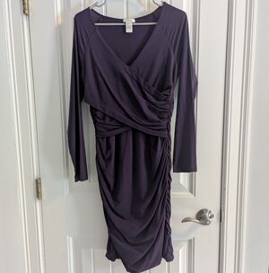 Sundance Eternal Compliments Ruched Wrap Dress in Deep Plum Size M